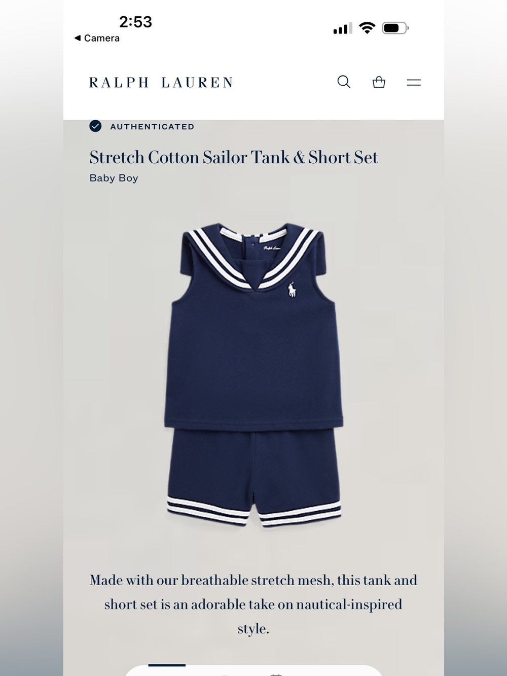 Ralph Lauren Navy and White Striped Tank Set